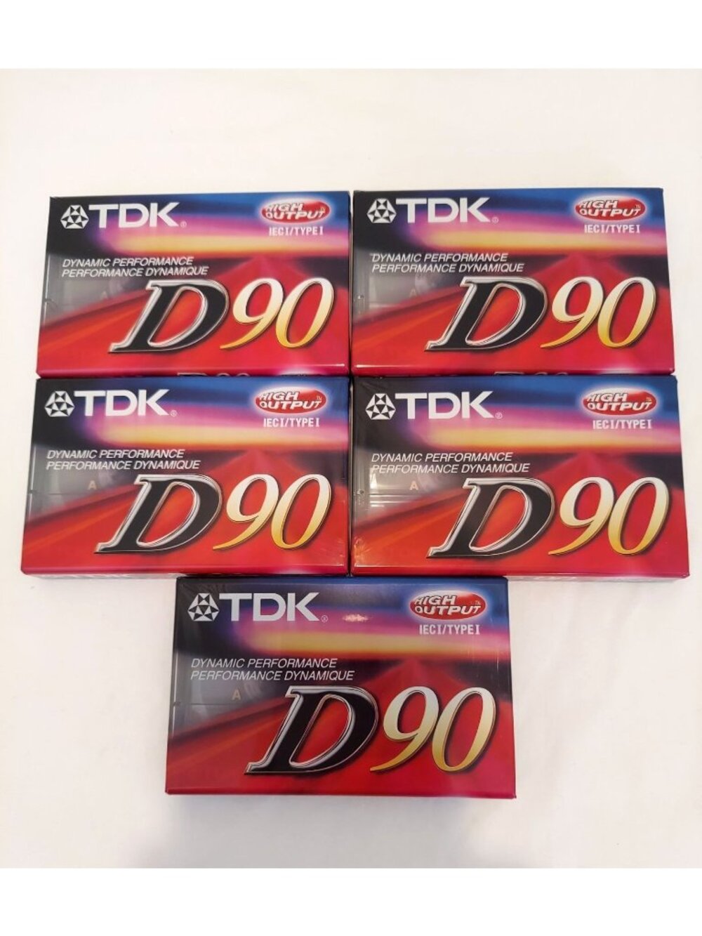 TDK D90 Blank Audio Cassette Tape High Output IEC1/Type1 Sealed Lot Of 5 Vintage